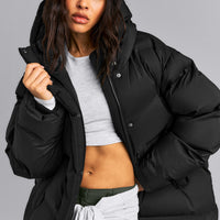 Oversized Longline Puffer Jacket | Black