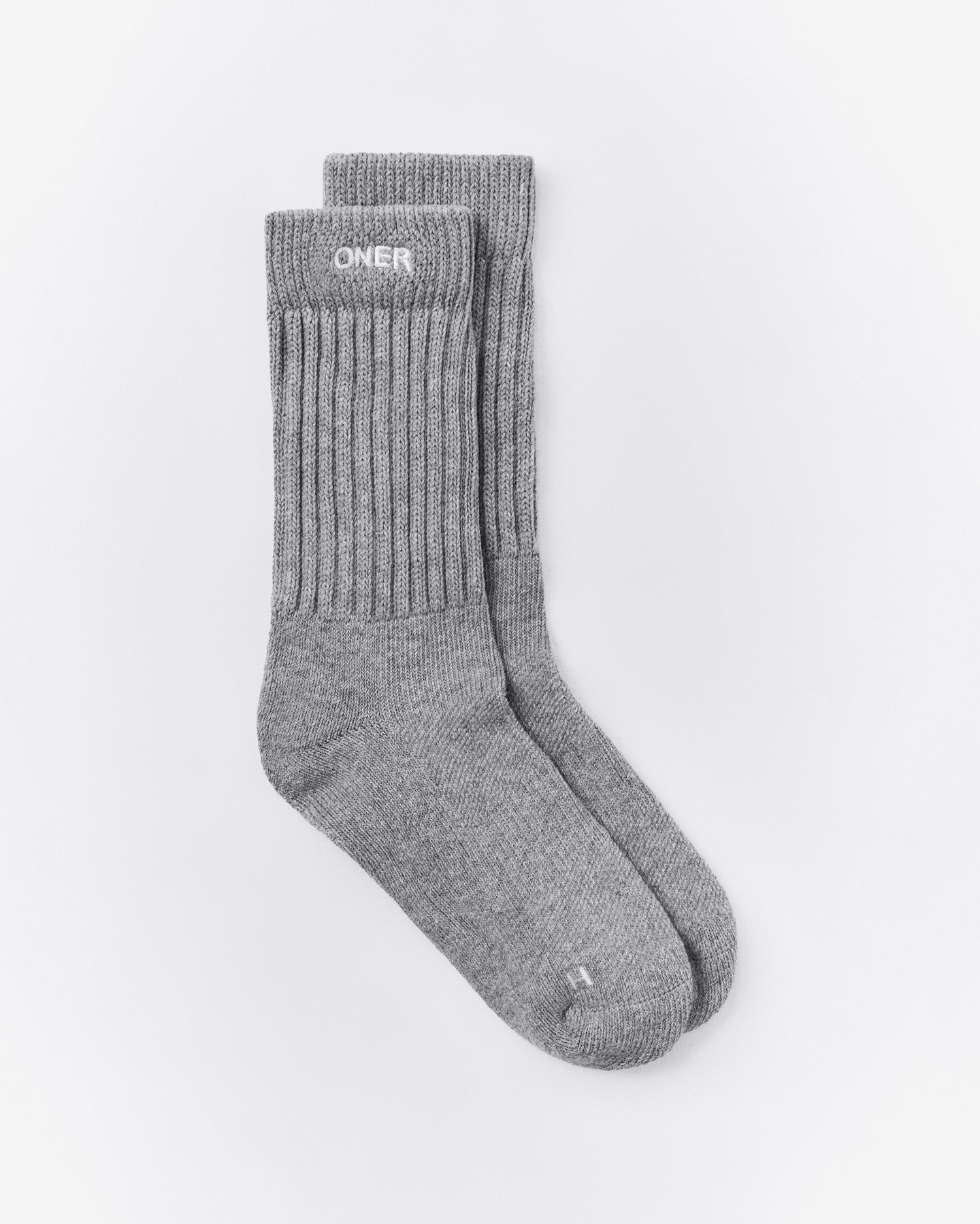 Rib Long Crew Socks | Mid Grey Marl