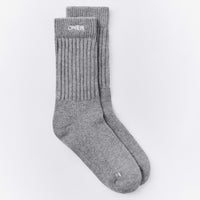 Rib Long Crew Socks | Mid Grey Marl