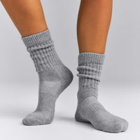 Rib Long Crew Socks | Mid Grey Marl