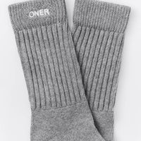Rib Long Crew Socks | Mid Grey Marl