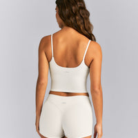 SoftMotion™ Strappy Mid Tank Top with Built in Bra Shelf | Marshmallow White