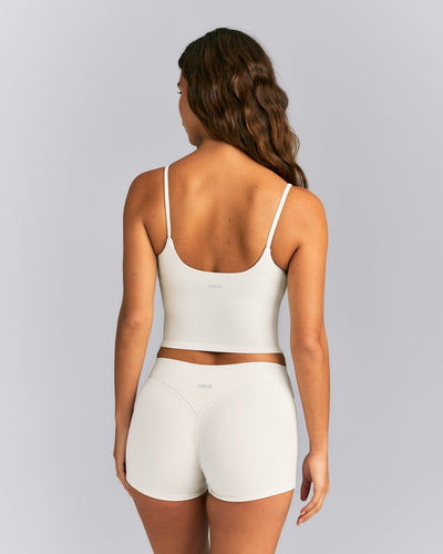 SoftMotion™ Strappy Mid Tank Top with Built in Bra Shelf | Marshmallow White