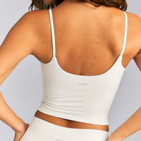 SoftMotion™ Strappy Mid Tank Top with Built in Bra Shelf | Marshmallow White
