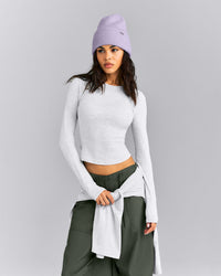 Wool Rib Knit Beanie | Lavender Purple