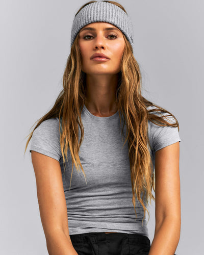 Wool Rib Knit Headband | Grey Marl