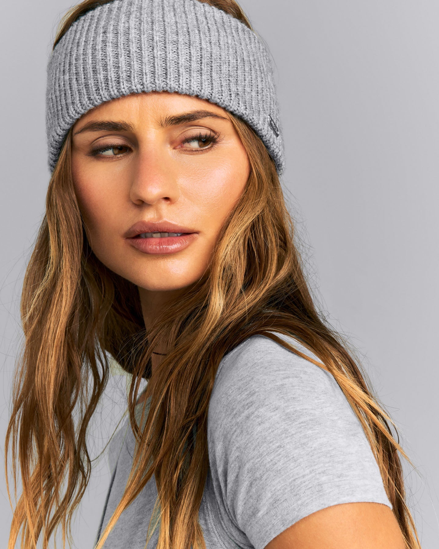 Wool Rib Knit Headband | Grey Marl
