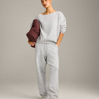 Oversized Knit Off-The-Shoulder Sweater | Light Grey Marl
