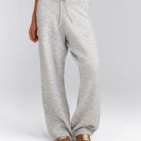 Oversized Knit Straight Leg Bottoms | Light Grey Marl