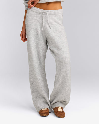 Oversized Knit Straight Leg Bottoms | Light Grey Marl