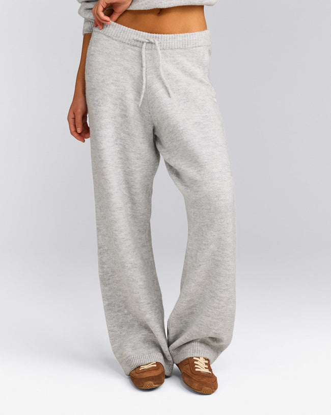 Oversized Knit Straight Leg Bottoms | Light Grey Marl