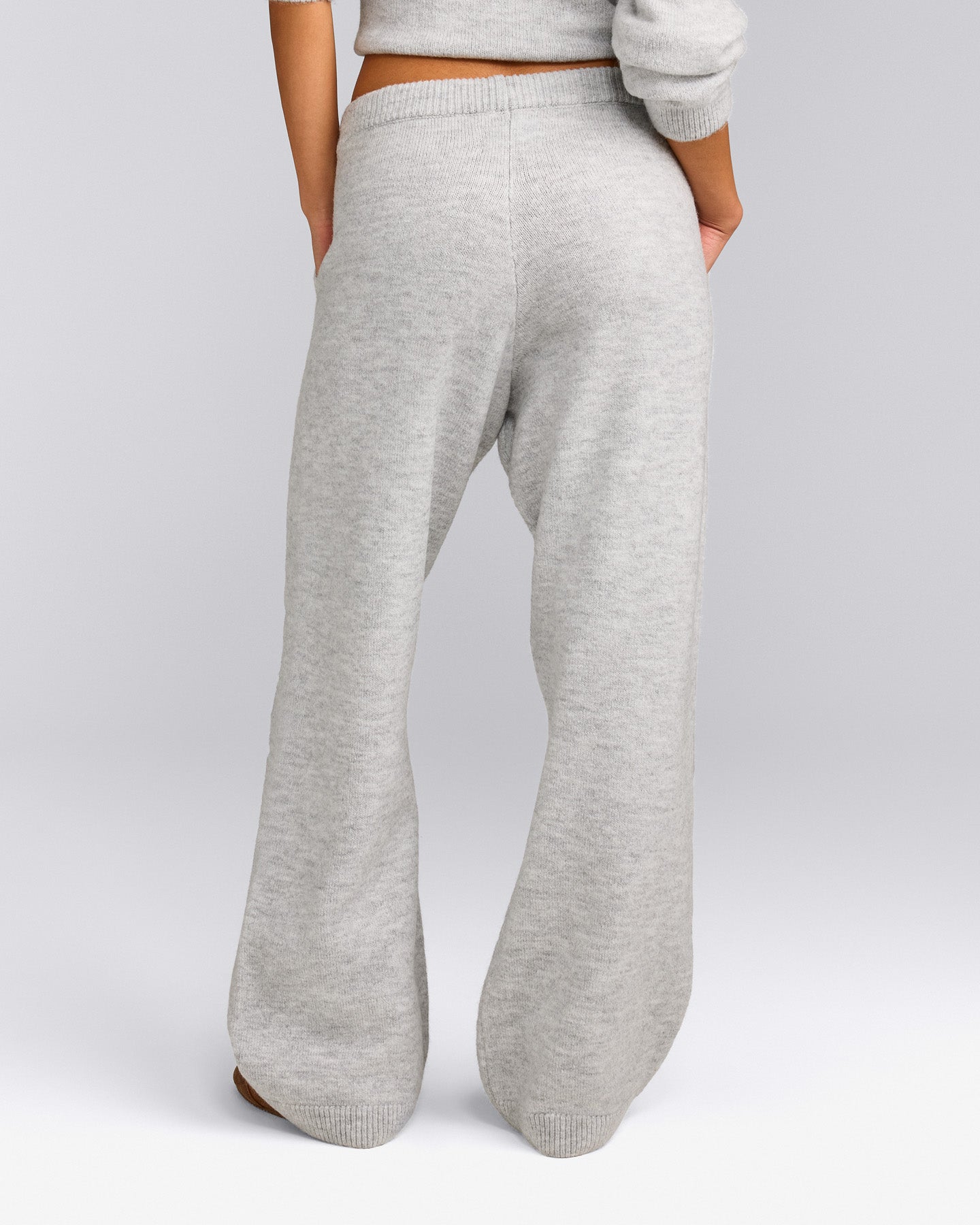 Oversized Knit Straight Leg Bottoms | Light Grey Marl