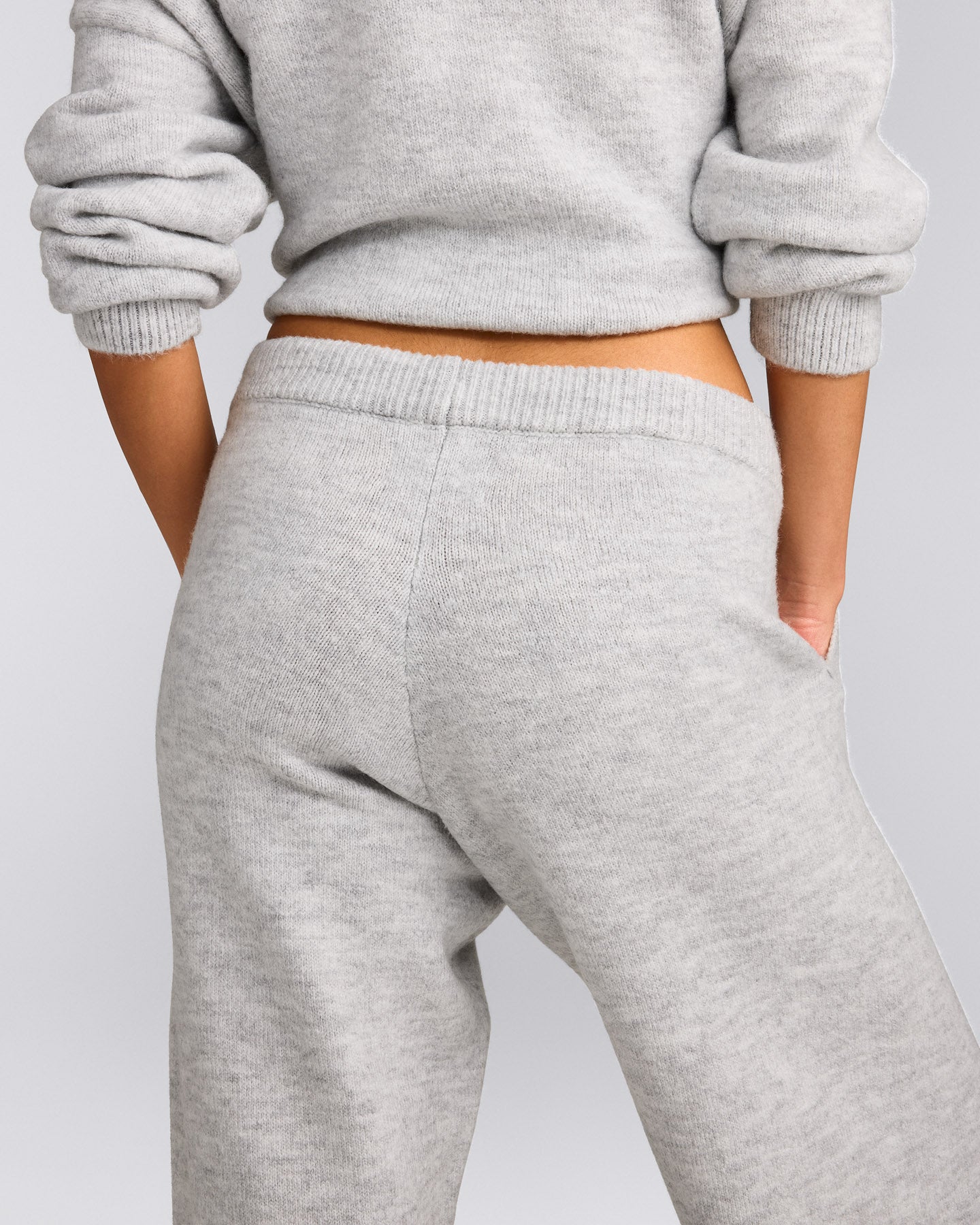 Oversized Knit Straight Leg Bottoms | Light Grey Marl
