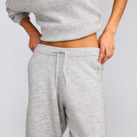 Oversized Knit Straight Leg Bottoms | Light Grey Marl
