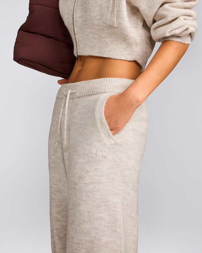 Oversized Knit Straight Leg Bottoms | Oat Marl