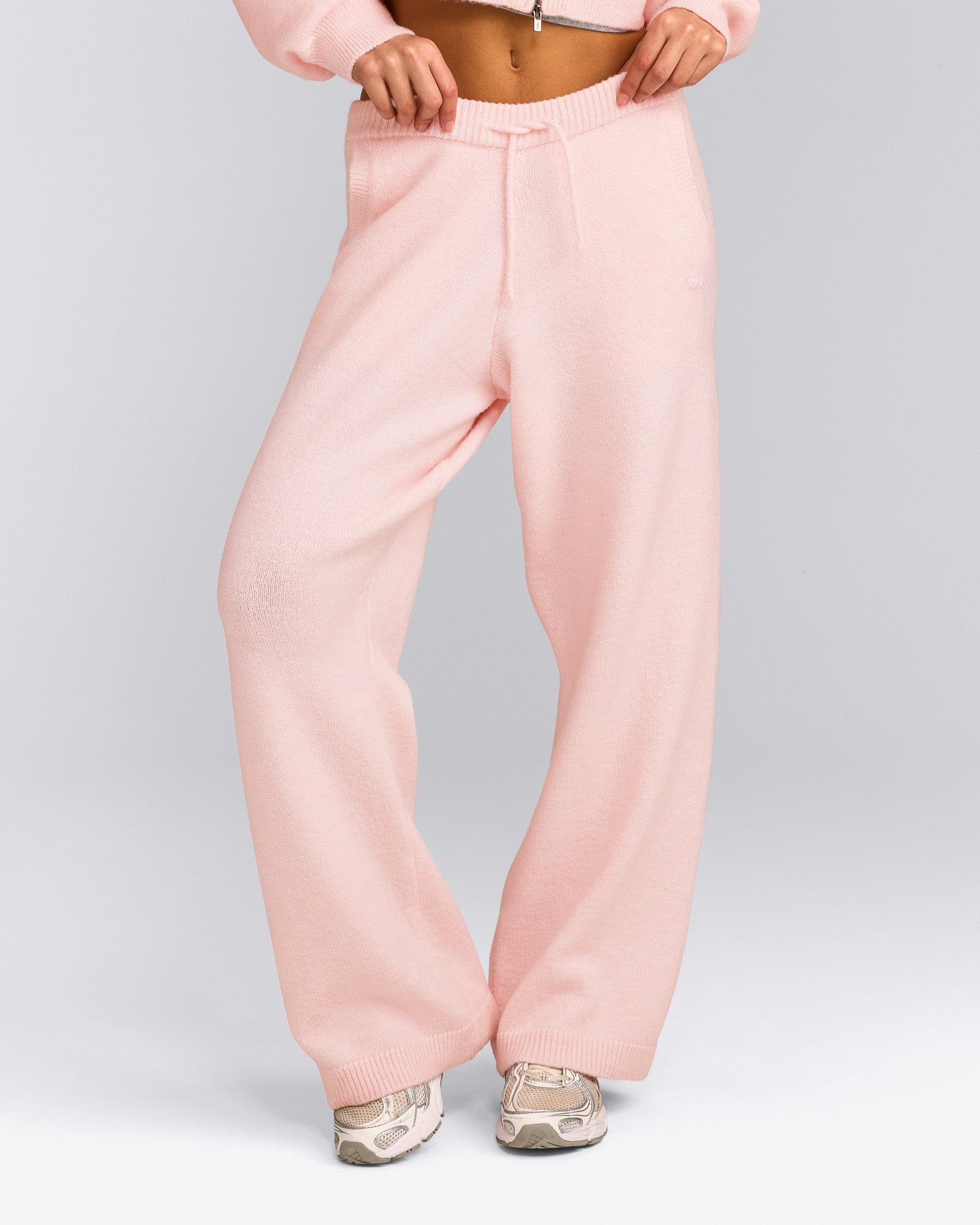 Oversized Knit Straight Leg Bottoms | Soft Girl Pink