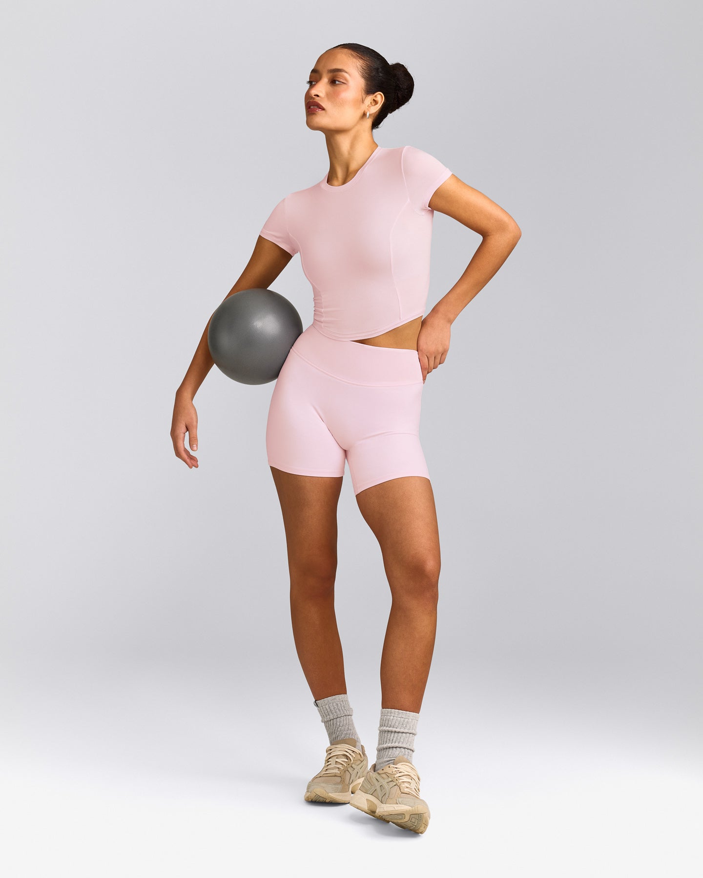 Mellow™ Motion Crew Neck Mid Top | Soft Girl Pink