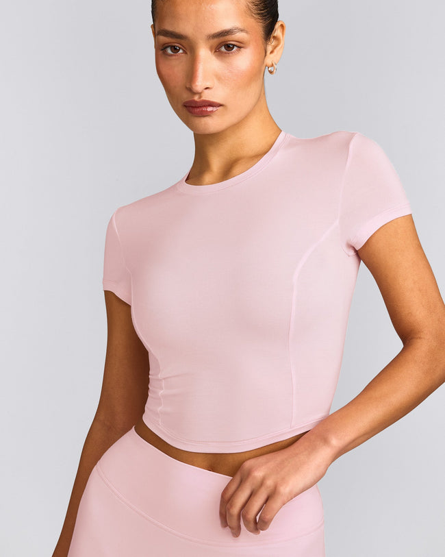 Mellow™ Motion Crew Neck Mid Top | Soft Girl Pink