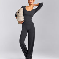 Mellow™ Motion Wide V Neck 3/4 Length Sleeve Mid Top | Coal