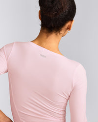 Mellow™ Motion Wide V Neck 3/4 Length Sleeve Mid Top | Soft Girl Pink