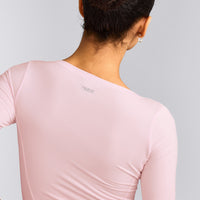 Mellow™ Motion Wide V Neck 3/4 Length Sleeve Mid Top | Soft Girl Pink