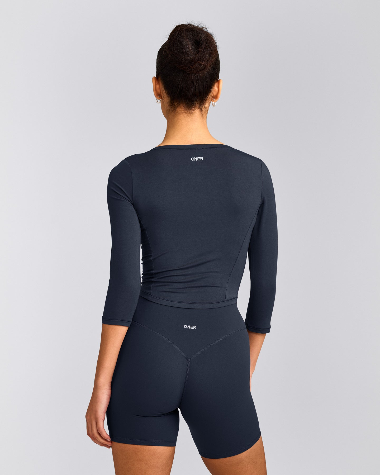 Mellow™ Motion Wide V Neck 3/4 Length Sleeve Mid Top | True Blue