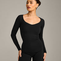 Mellow™ Motion Wide V Neck Long Sleeve Top | Black