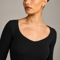 Mellow™ Motion Wide V Neck Long Sleeve Top | Black