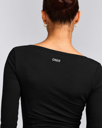 Mellow™ Motion Wide V Neck Long Sleeve Top | Black