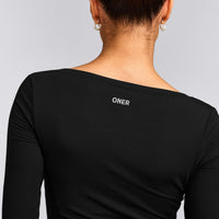 Mellow™ Motion Wide V Neck Long Sleeve Top | Black