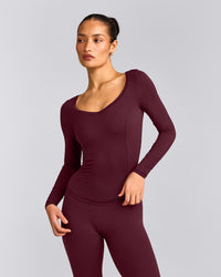 Mellow™ Motion Wide V Neck Long Sleeve Top | Cherry Lacquer Purple
