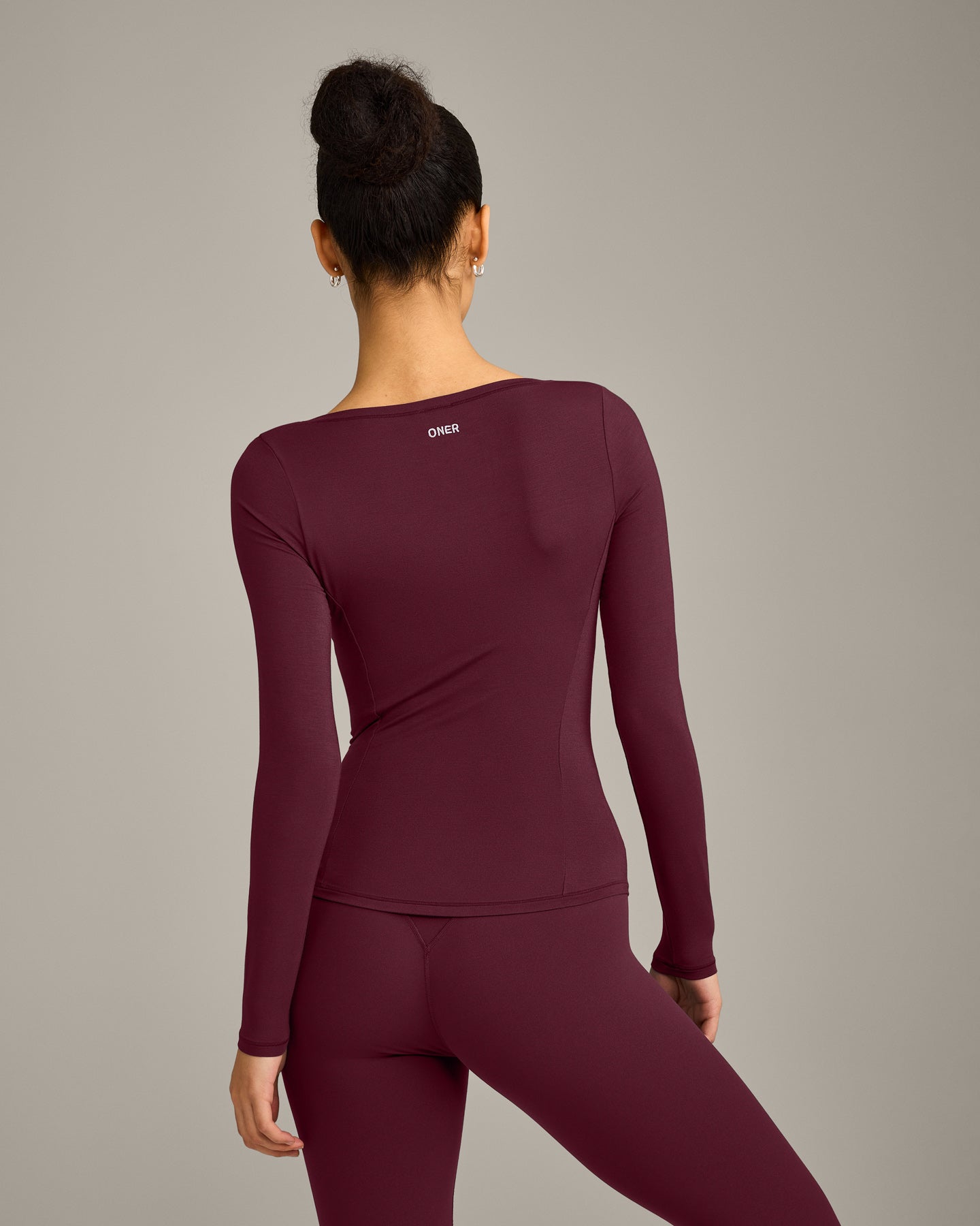 Mellow™ Motion Wide V Neck Long Sleeve Top | Cherry Lacquer Purple