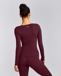 Mellow™ Motion Wide V Neck Long Sleeve Top | Cherry Lacquer Purple
