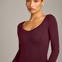 Mellow™ Motion Wide V Neck Long Sleeve Top | Cherry Lacquer Purple