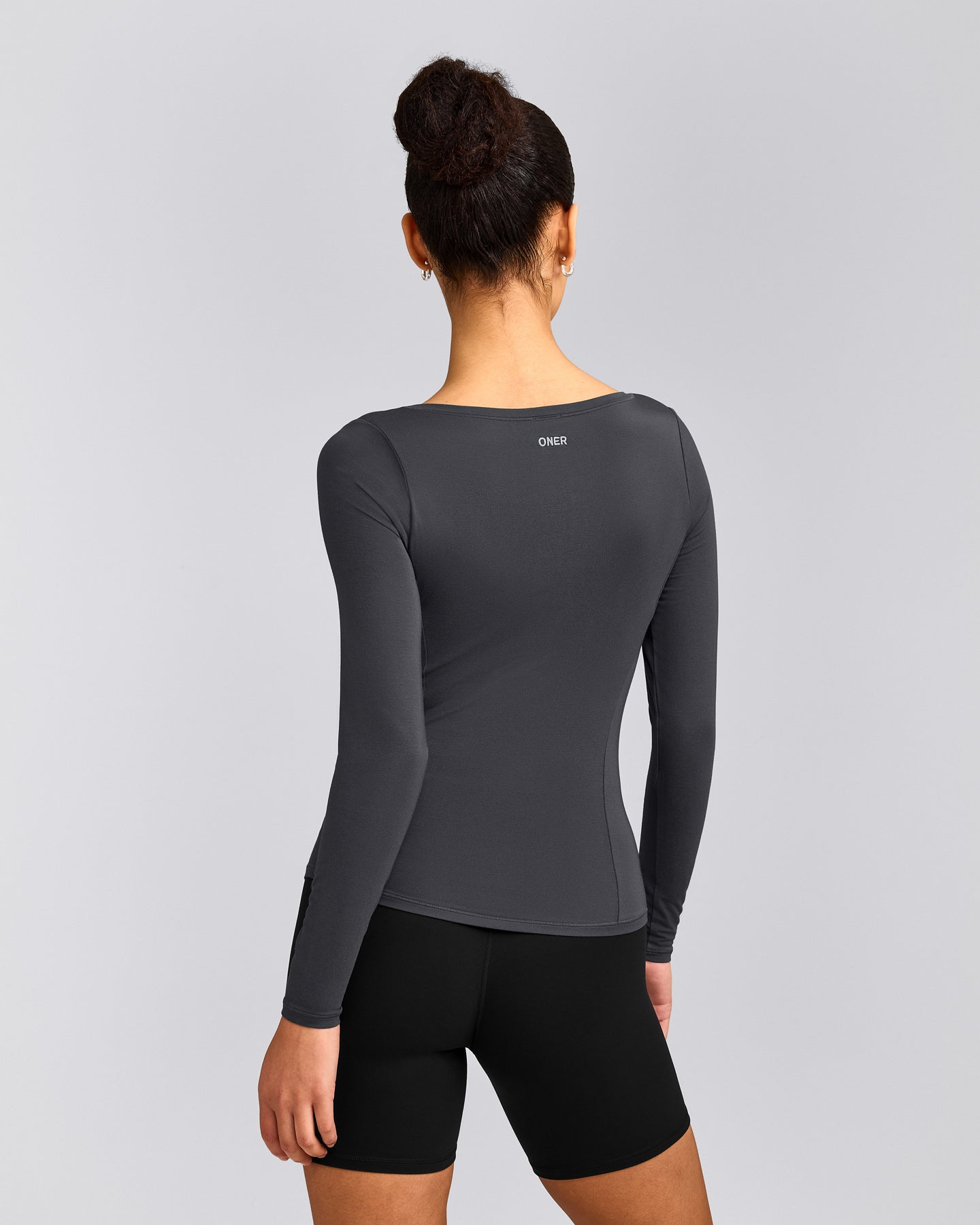 Mellow™ Motion Wide V Neck Long Sleeve Top | Coal