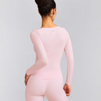 Mellow™ Motion Wide V Neck Long Sleeve Top | Soft Girl Pink