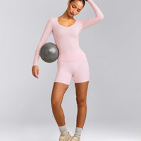 Mellow™ Motion Wide V Neck Long Sleeve Top | Soft Girl Pink