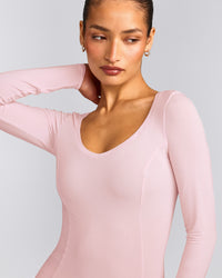 Mellow™ Motion Wide V Neck Long Sleeve Top | Soft Girl Pink