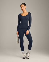 Mellow™ Motion Wide V Neck Long Sleeve Top | True Blue