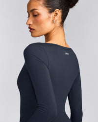 Mellow™ Motion Wide V Neck Long Sleeve Top | True Blue