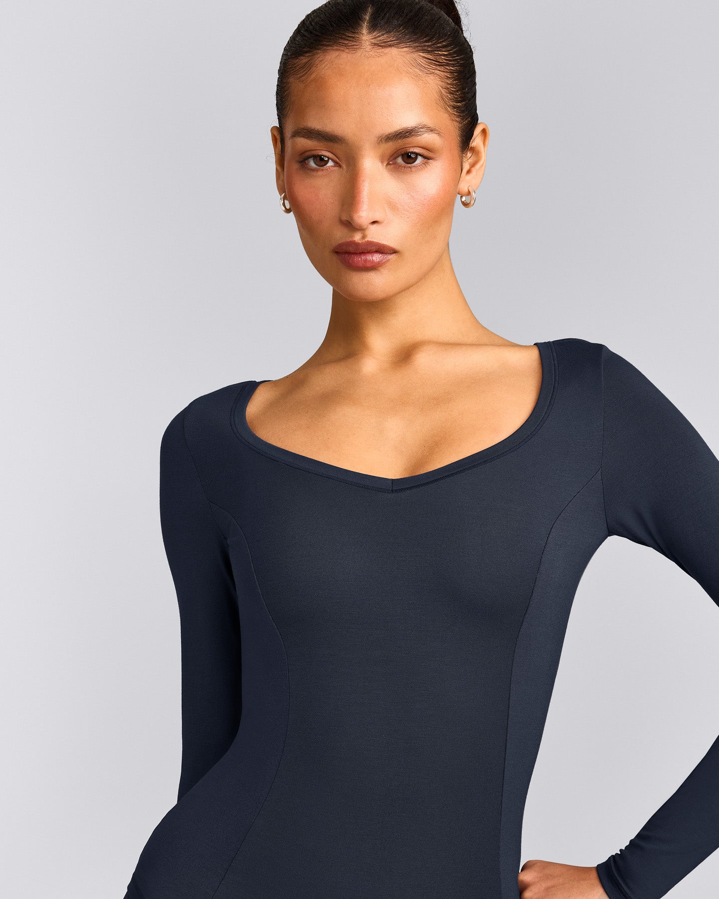 Mellow™ Motion Wide V Neck Long Sleeve Top | True Blue