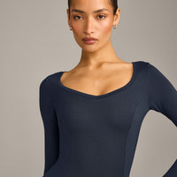 Mellow™ Motion Wide V Neck Long Sleeve Top | True Blue