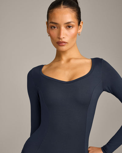Mellow™ Motion Wide V Neck Long Sleeve Top | True Blue