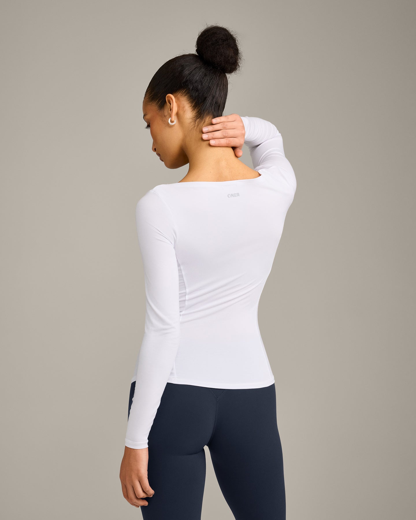 Mellow™ Motion Wide V-Neck Long Sleeve Top | White