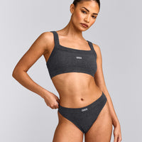 Seamless Scoop Neck Bralette | Charcoal Marl