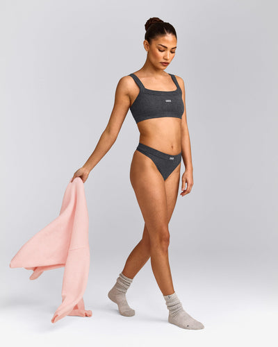 Seamless Scoop Neck Bralette | Charcoal Marl
