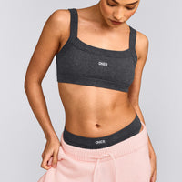 Seamless Scoop Neck Bralette | Charcoal Marl