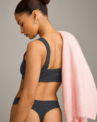 Seamless Scoop Neck Bralette | Charcoal Marl