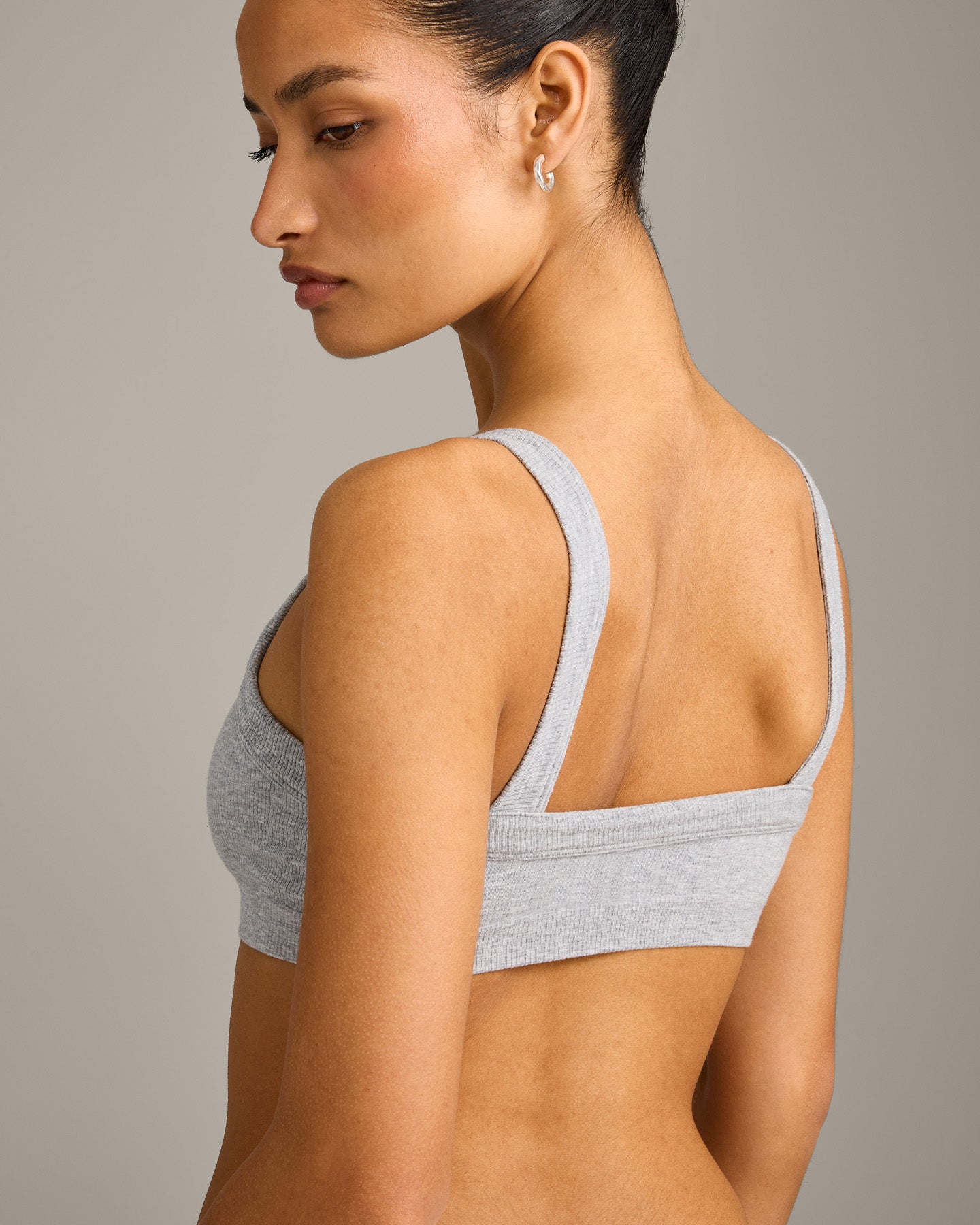 Seamless Scoop Neck Bralette | Grey Marl