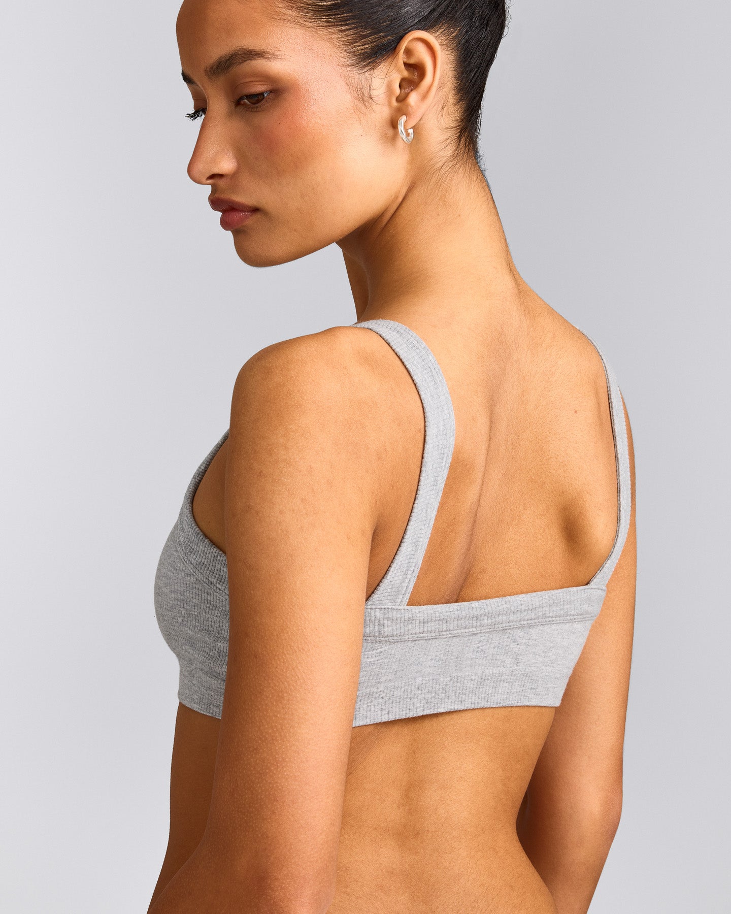Seamless Scoop Neck Bralette | Grey Marl